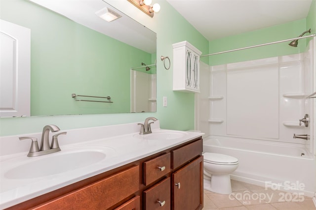 1071 Bassett Way, Fort Mill, SC 29707 - full bath with double vanity, tile patterned floors, tub / shower combination, and toilet