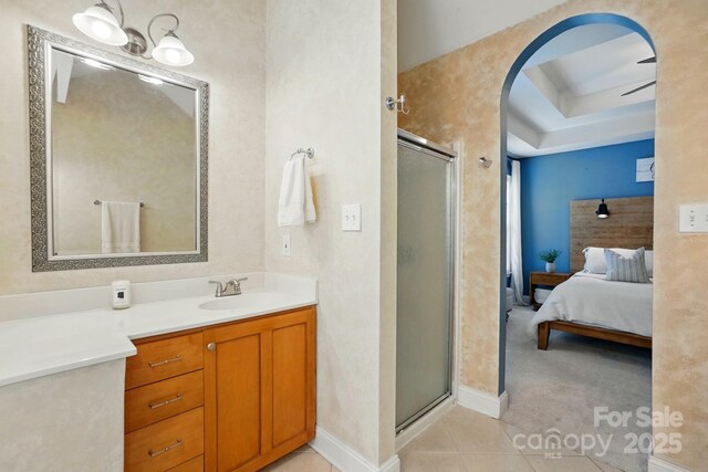 2745 Stockwood Dr, Gastonia, NC 28056 - full bathroom with a stall shower, vanity, ensuite bathroom, and tile patterned floors