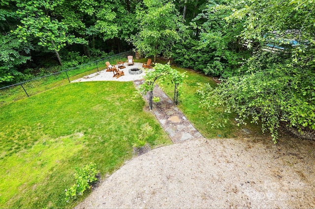 2745 Stockwood Dr, Gastonia, NC 28056 - view of yard featuring a fire pit and a patio
