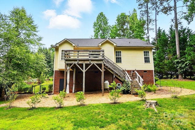 2745 Stockwood Dr, Gastonia, NC 28056 - back of house with a wooden deck, stairs, and brick siding