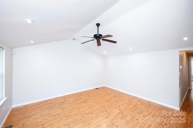 3933 Planters Pl, Indian Trail, NC 28079 - unfurnished room featuring ceiling fan, light wood-style flooring, recessed lighting, and vaulted ceiling