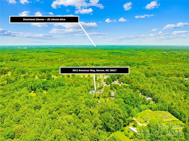 5615 American Way, Denver, NC 28037 - birds eye view of property featuring a forest view