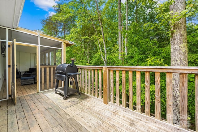 5615 American Way, Denver, NC 28037 - deck featuring a sunroom and a grill