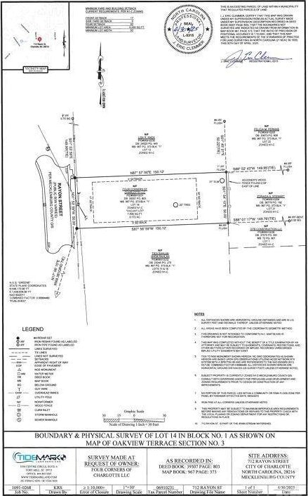 712 Rayon St, Charlotte NC, 28216 land for sale