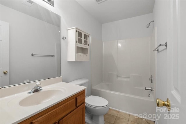 13660 Meade Glen Ct, Charlotte, NC 28273 - full bath featuring toilet, tile patterned flooring, shower / bath combination, and vanity