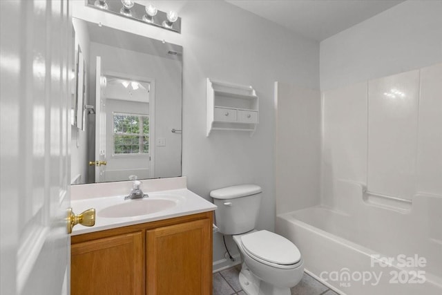 13660 Meade Glen Ct, Charlotte, NC 28273 - bathroom with toilet, vanity, and bathing tub / shower combination