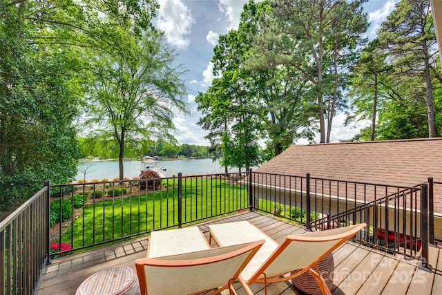 16317 Terry Ln, Huntersville, NC 28078 - wooden terrace with a water view and a yard
