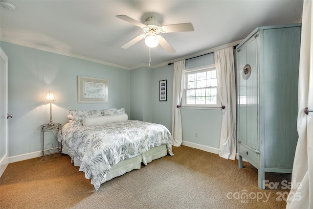 16317 Terry Ln, Huntersville, NC 28078 - carpeted bedroom with baseboards, ornamental molding, and ceiling fan