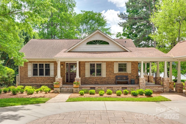 16317 Terry Ln, Huntersville, NC 28078 - view of front of property with a porch, roof with shingles, and brick siding