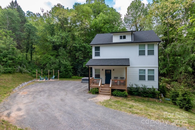 106 Dalton St, Black Mountain, NC 28711 - view of front of property featuring covered porch, asphalt driveway, and roof with shingles
