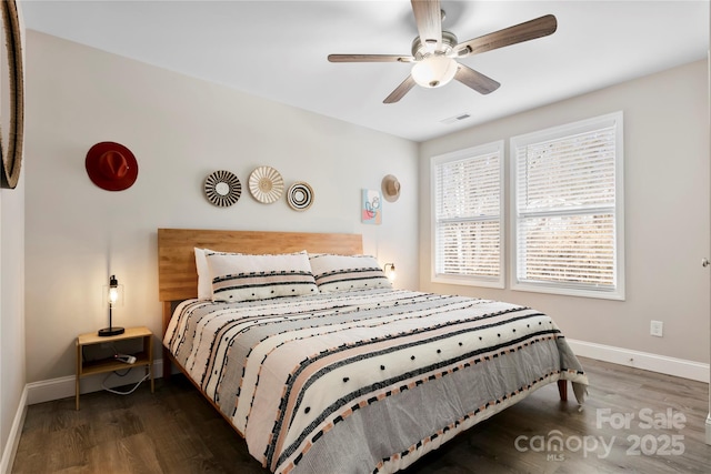 106 Dalton St, Black Mountain, NC 28711 - bedroom with baseboards, wood finished floors, and ceiling fan