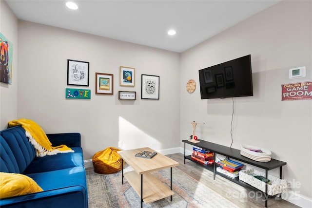 106 Dalton St, Black Mountain, NC 28711 - living room with wood finished floors, baseboards, and recessed lighting
