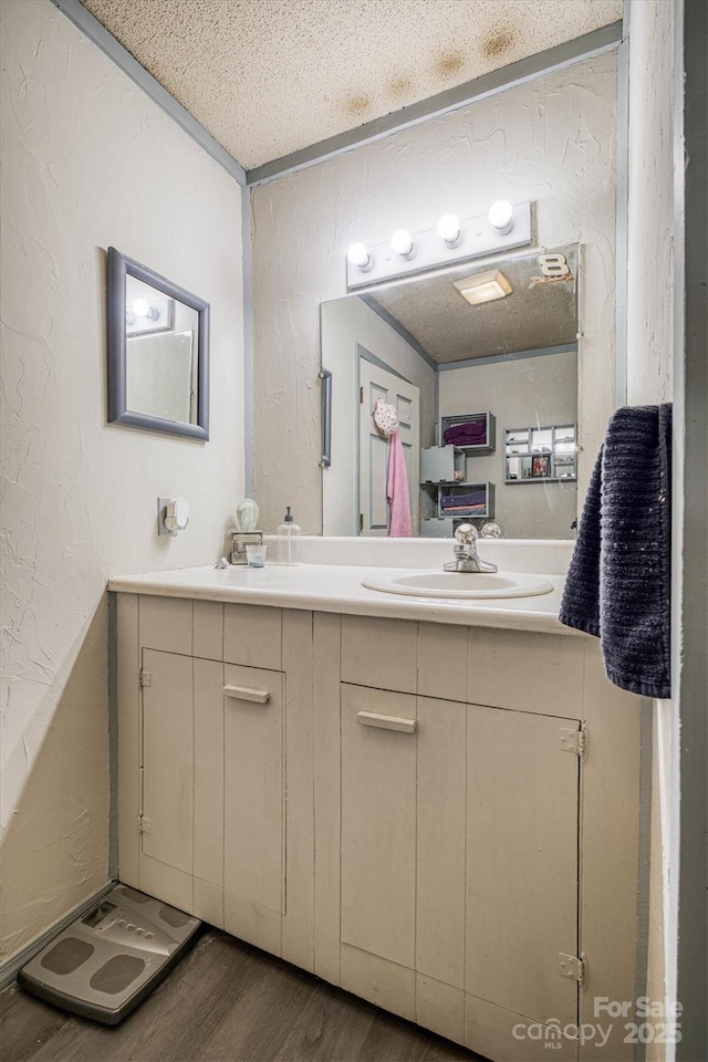 1533 Mcrary Creek Rd, Lenoir, NC 28645 - bathroom featuring a textured wall, vanity, and wood finished floors
