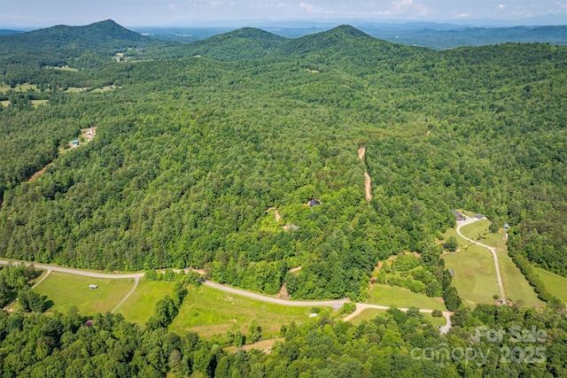 1533 Mcrary Creek Rd, Lenoir, NC 28645 - aerial view of property and surrounding area featuring a heavily wooded area and a mountain backdrop