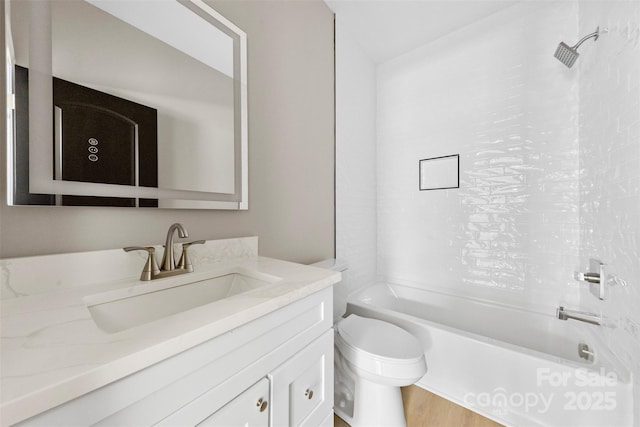213 Benfield Rd, Kings Mountain, NC 28086 - bathroom featuring vanity, shower / bathtub combination, and wood finished floors