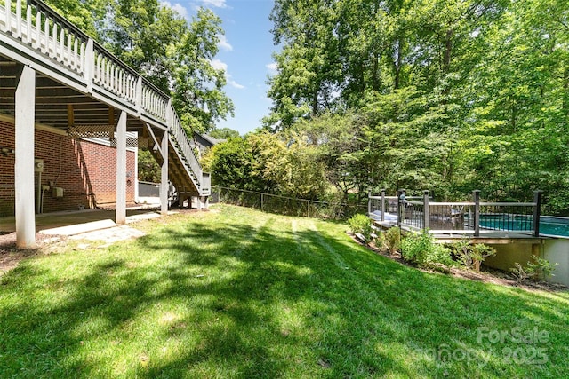 4700 Hickory Grove Rd, Mount Holly, NC 28120 - view of yard featuring a wooden deck and stairway