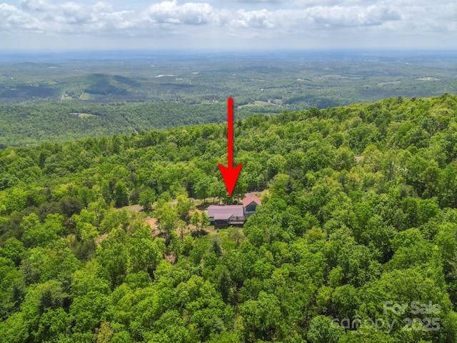 aerial view with a wooded view
