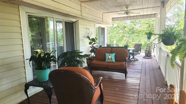 3181 Shag Bark Rd, Connelly Springs, NC 28612 - wooden terrace with ceiling fan