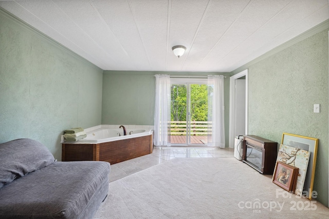 3181 Shag Bark Rd, Connelly Springs, NC 28612 - sitting room with crown molding, a textured wall, and tile patterned flooring