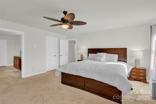 282 Fischer Rd, Fort Mill, SC 29175 - bedroom with light colored carpet, baseboards, and a ceiling fan