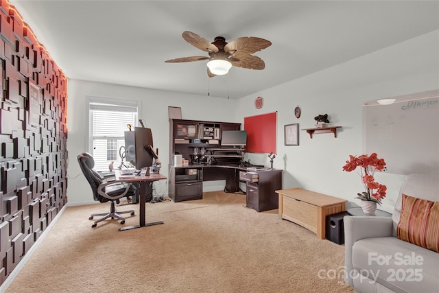 282 Fischer Rd, Fort Mill, SC 29175 - office area featuring light colored carpet, ceiling fan, and baseboards