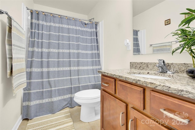 282 Fischer Rd, Fort Mill, SC 29175 - bathroom featuring toilet, tile patterned flooring, vanity, and a shower with curtain