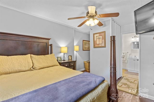 1792 Hoffman Rd, Gastonia, NC 28054 - bedroom with crown molding, ceiling fan, ensuite bathroom, and baseboards