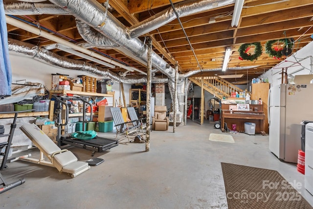 1792 Hoffman Rd, Gastonia, NC 28054 - unfinished basement with freestanding refrigerator
