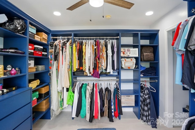 8833 Cavonnier Ln, Charlotte, NC 28216 - spacious closet featuring a ceiling fan