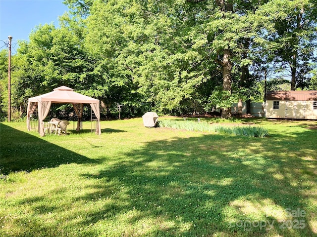 view of yard featuring a gazebo