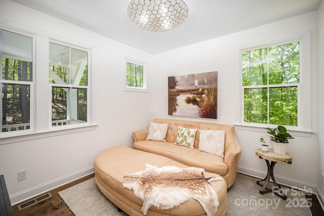 16432 Here At Last Ln, Charlotte, NC 28278 - living area featuring baseboards, visible vents, a wealth of natural light, and wood finished floors