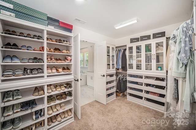 16432 Here At Last Ln, Charlotte, NC 28278 - walk in closet featuring carpet flooring and visible vents