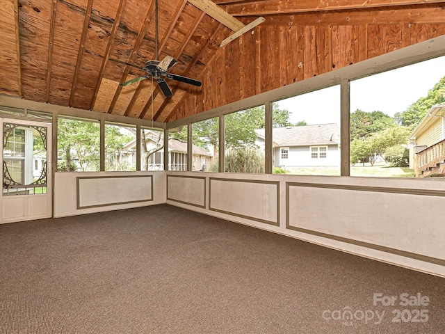 2919 Peachwood Ct, Fort Mill, SC 29715 - unfurnished sunroom featuring lofted ceiling, ceiling fan, and plenty of natural light