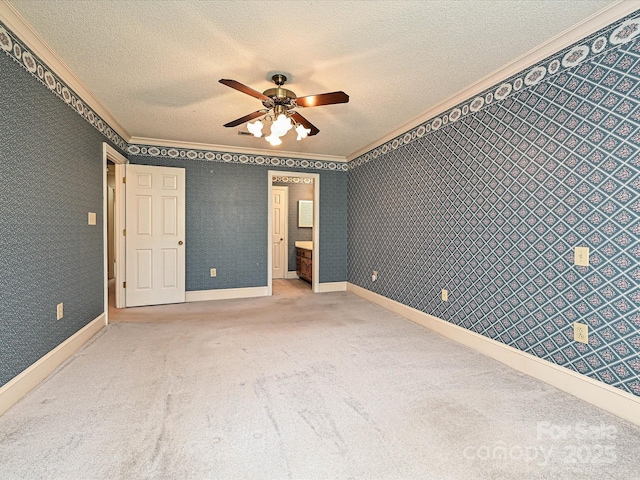 2919 Peachwood Ct, Fort Mill, SC 29715 - unfurnished bedroom featuring ornamental molding, a textured ceiling, carpet flooring, baseboards, and ceiling fan