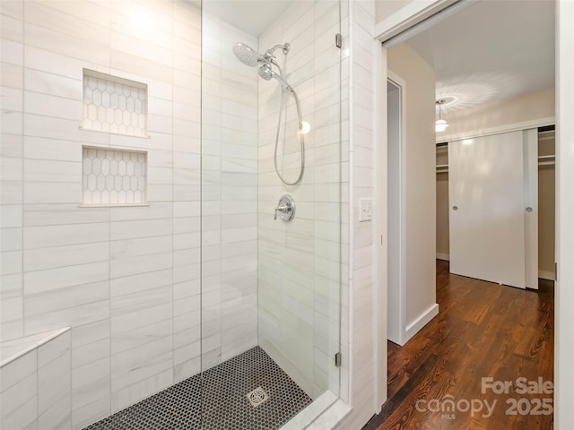 100 Ashton Ln, Brevard, NC 28712 - full bath featuring a stall shower and wood finished floors