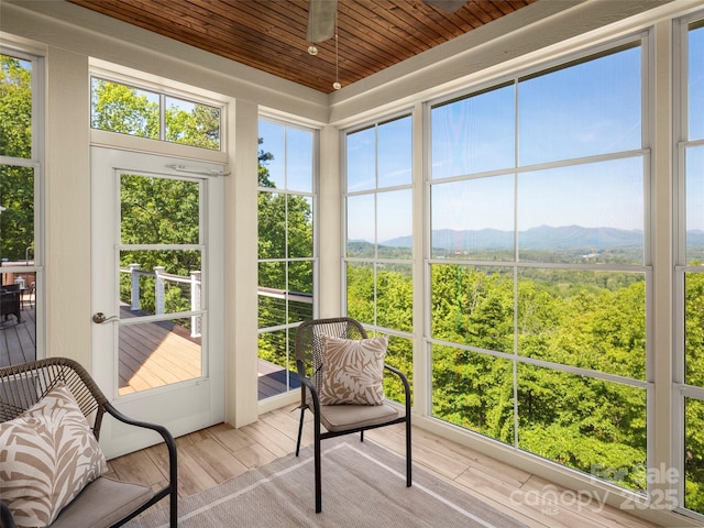 714 Wickhams Fancy Dr, Biltmore Lake, NC 28715 - sunroom featuring a ceiling fan and a mountain view