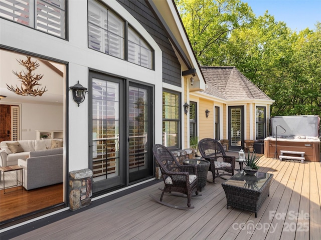 714 Wickhams Fancy Dr, Biltmore Lake, NC 28715 - deck with an outdoor hangout area and a hot tub