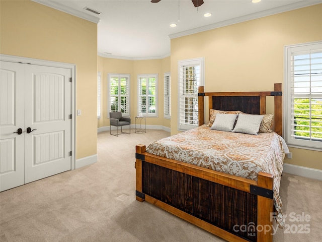 714 Wickhams Fancy Dr, Biltmore Lake, NC 28715 - carpeted bedroom featuring baseboards, visible vents, and crown molding