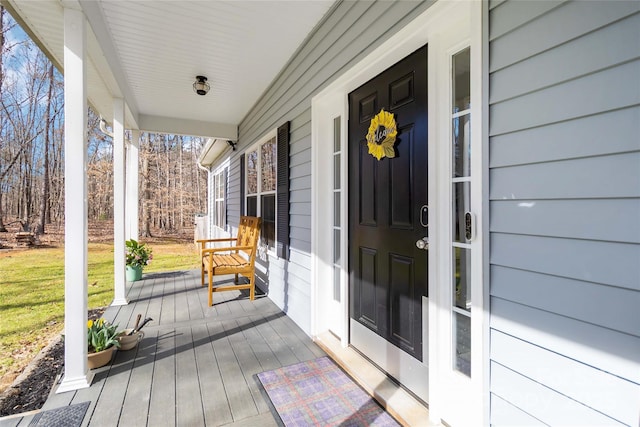 wooden deck with covered porch