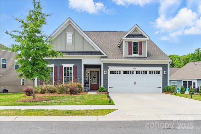 4069 Havenport Cir, Tega Cay, SC 29708 - craftsman inspired home featuring board and batten siding, concrete driveway, a front yard, and roof with shingles