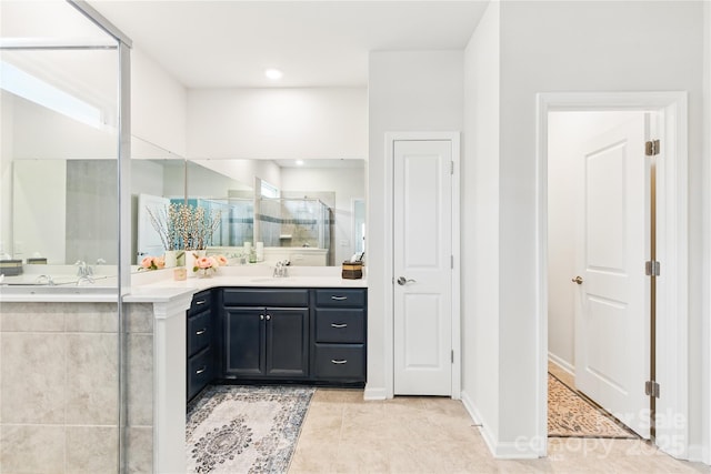 4069 Havenport Cir, Tega Cay, SC 29708 - bathroom featuring vanity, a shower stall, and tile patterned flooring