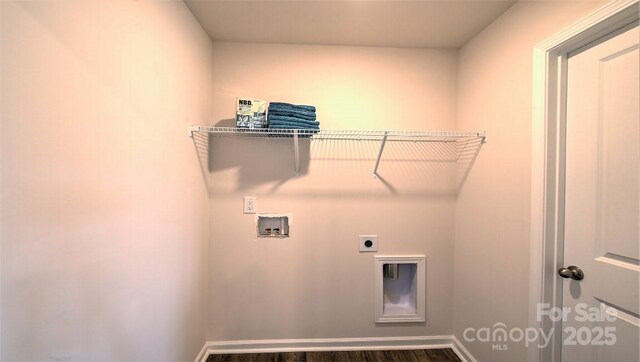 101 Eleanor Cove Rd, Arden, NC 28704 - laundry room featuring wood finished floors, laundry area, hookup for an electric dryer, hookup for a washing machine, and baseboards