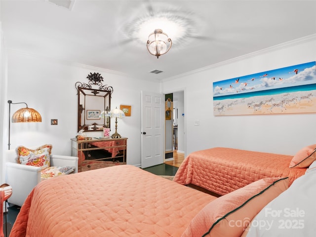 671 S Haywood St Unit 108B, Waynesville, NC 28786 - bedroom featuring visible vents and ornamental molding
