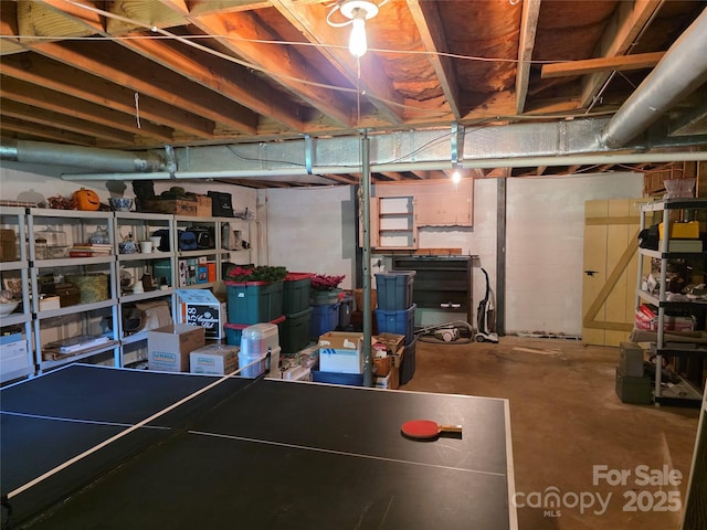 view of unfinished basement
