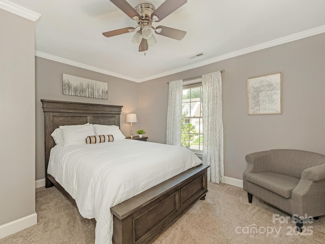 3721 Providence Plantation Ln, Charlotte, NC 28270 - bedroom featuring light carpet, crown molding, baseboards, and a ceiling fan