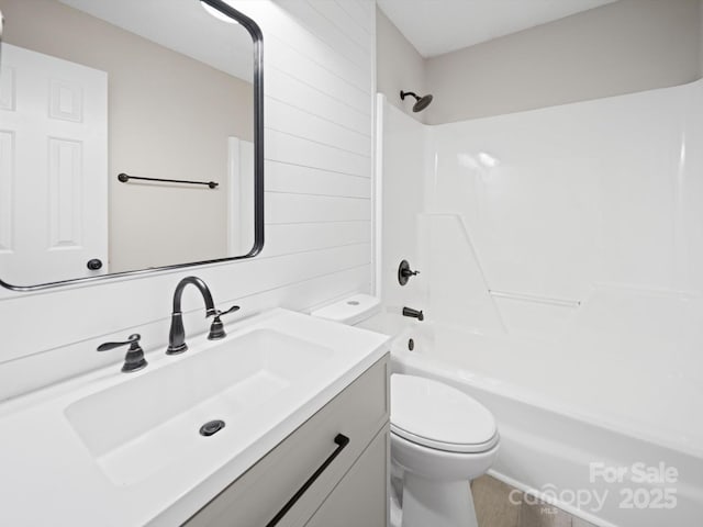 4101 New Castle Ln, Monroe, NC 28110 - bathroom with toilet, vanity, and tub / shower combination