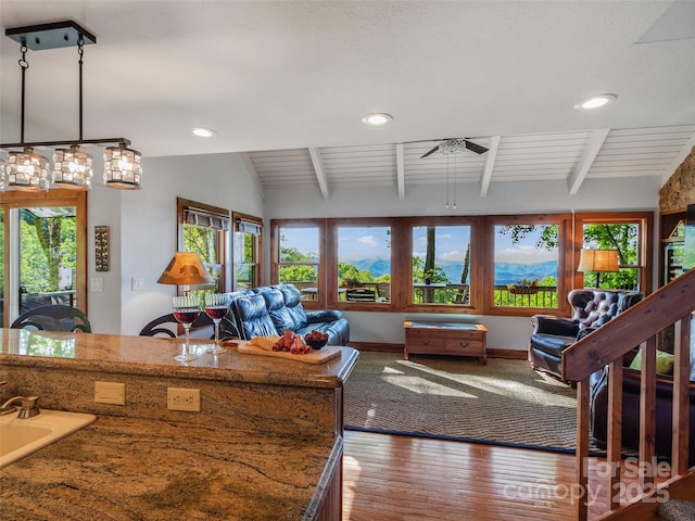 141 Ivy Ridge Rd, Burnsville, NC 28714 - living room featuring plenty of natural light, wood finished floors, baseboards, and recessed lighting