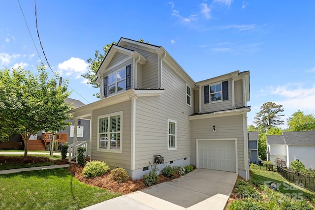 414 King St, Waxhaw, NC 28173 - view of side of home with crawl space, an attached garage, and concrete driveway