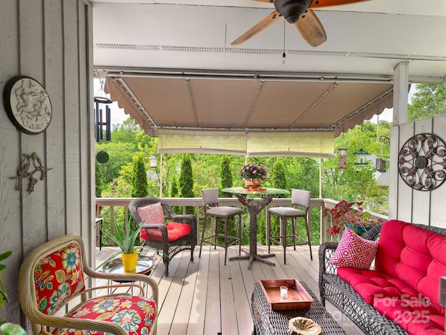 112 Deerlake Dr, Asheville, NC 28803 - wooden deck with a ceiling fan and an outdoor living space