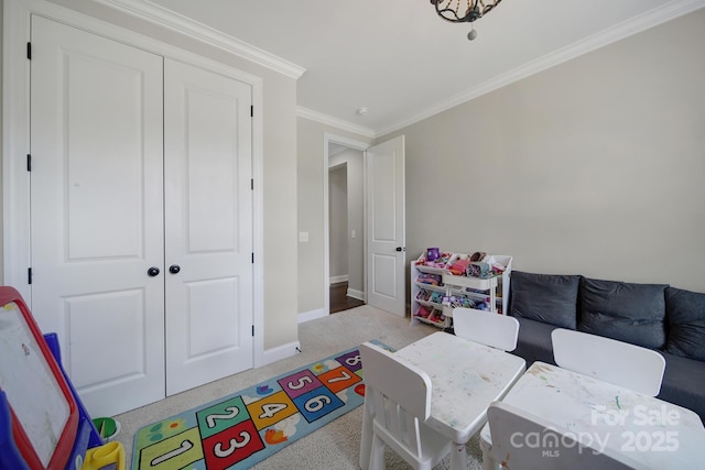 1001 Emory Ln, Fort Mill, SC 29708 - recreation room featuring carpet, baseboards, and ornamental molding